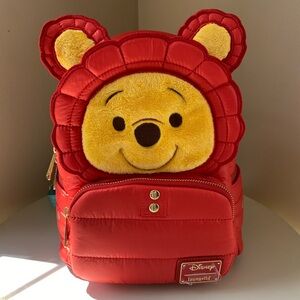 LOUNGEFLY Disney Winnie the Pooh Puffer Jacket Cosplay Mini Backpack